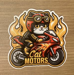 猫ライダー3CATMOTORSステッカーバイクヘルメット屋外対応