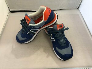 【NEW BALANCE574】ニューバランス574　メンズスニーカー　ロイヤルブルー×オレンジ　合成繊維　26cm　SY02-EJE