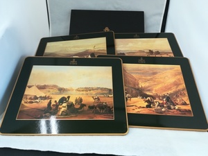 Art hand Auction [Geschirr] EBBELS Painting Quadratisches Tischset, 4er-Set, hergestellt in England, inklusive Box SY02-HL5, Küche, Geschirr, Tischwäsche, Platzdeckchen