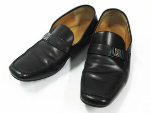 ■ LOUIS VUITTON ルイヴィトン レザー ローファー ロゴ ビジネスシューズ 革靴 ブラック 黒 メンズ 5 1/2 約24.5cm