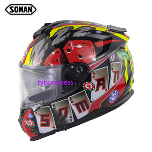 新しい オートバイレーシングヘルメット男性と女性デュアルレンズフルフェイスヘルメット SM961ECE 標準C