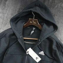 新品 2XL 秋冬 adidas アディダス 上下セット THREE STRIPES 裏起毛 ブラック セットアップ スウェット ジップアップ パーカー パンツ_画像6