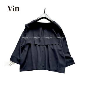 【送料無料】定価14000円 新品■スコットクラブ Vin ヴァン■ バックシャンなセーラーカラー...♪上品なパール装飾プルオーバーブラウスの画像2