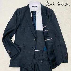 【大人の戦闘服】 Paul Smith ポールスミス セットアップ スーツ 2B 黒 テーラードジャケット ウール ブラック 背抜き 美品 Mサイズ