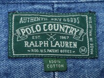 80s 90s POLO COUNTRY RALPH LAUREN ポロ カントリー ラルフローレン ビンテージ デニム 長袖 シャツ US- M サイズ// RRL ダブルアールエル_画像4