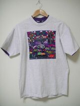 USA製 80’S ビンテージ アニマル アート 刺繍 レイヤード Tシャツ アニマル / size US-L コットン100％ 動物 スカジャン_画像2