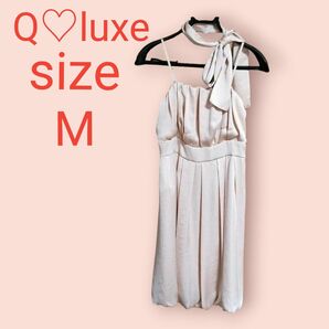 Q luxe 　パーティドレス　キャミワンピース　ミニ丈　リボン付き　結婚式　謝恩会 リベラル M ピンク