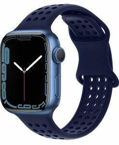 コンパチブル アップルウォッチ バンド シリコン スポーツバンド 柔軟 apple watch 49mm 交換用 アビスブルー