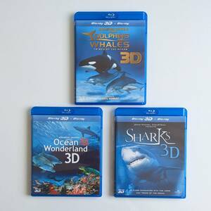  used Britain version Ocean Wonderland documentary movie Blu-ray 3 sheets SET Ocean nature sea living thing same dolphin Dolphins and Whales Sharks