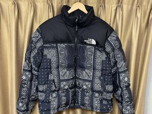 ★【L】海外限定 THE NORTH FACE M's 1996 NUPTSE DOWN JACKET★ヌプシ ダウン ジャケット バンダナ ペイズリー ネイビー　