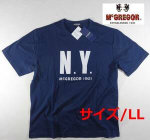 ★送料無料! SINCE 1921 McGREGOR NY マクレガーニューヨーク フロントロゴプリント クルーネックTシャツ LL NAVY★