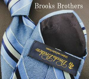 BROOKS　BROTHERS／ブルックスブラザーズネクタイ　　シルバーブルー系／ストライブ柄　２本以上ご購入で送料無料　S373