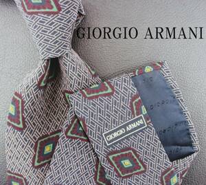 【良品】GIORGIO ARUMANI/アルマーニ　イタリア製　ダークラベンダー系／ダイヤ柄パターン　２本以上ご購入で送料無料S355
