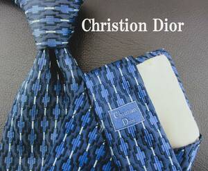  【美品】Christian Dior/ディオール ネクタイ　　バレルブルー系／パターン柄　２本以上ご購入で送料無料S279