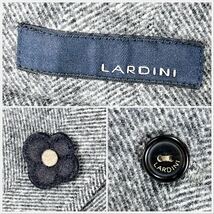 1円 極美品 L~M ラルディーニ LARDINIチェスターコートロングコートヘリンボーンブートニエール グレー メンズ 46_画像9