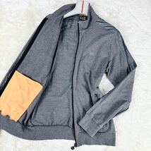 1円 美品 XXL.2XL~XL.LL エンポリオアルマーニ EMPORIOARMANI EA7 トラックジャケットジャージジップアップブルゾンワッペンメンズグレー_画像1