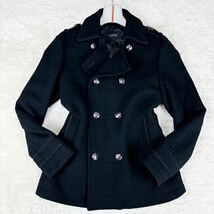 1円極美品 XL.LL~Lバーバリーブラックレーベル BURBERRYBLACKLABELナポレオンコートピーコートシャドーチェック羊毛メンズブラック_画像2