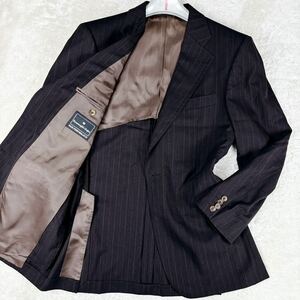 1円 極美品 XL.LL~L エルメネジルドゼニア ハイパフォーマンスErmenegildoZegna テーラードジャケットブレザー2B背抜きストライプメンズ