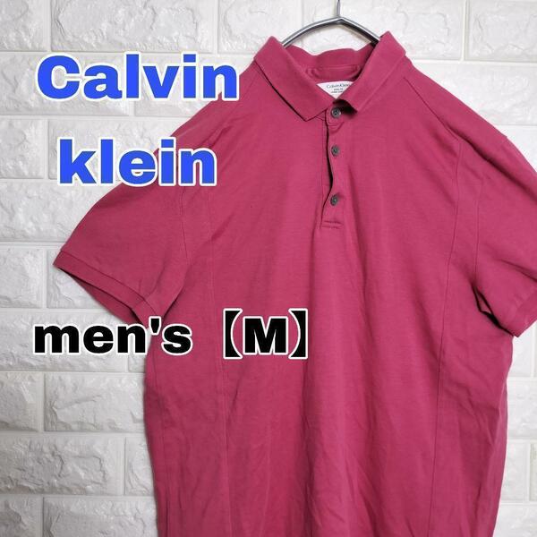 A430【Calvin klein】半袖ポロシャツ【メンズM】ピンク