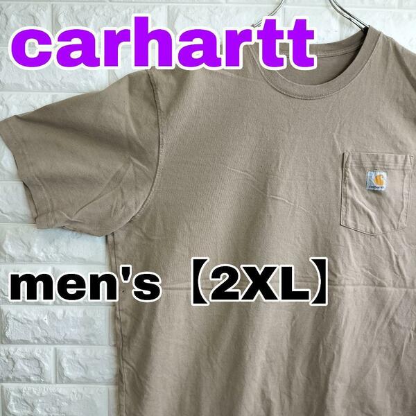 B653【carhartt】半袖Tシャツ【メンズ2XL】ベージュ系