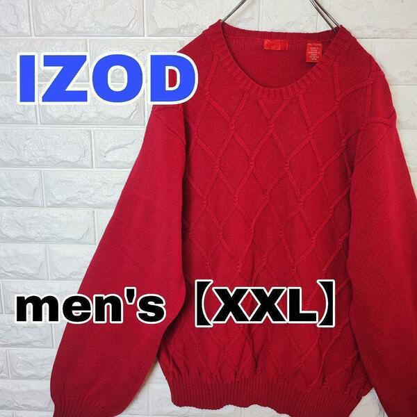 A978【IZOD】ニットセーター【メンズXXL】レッド