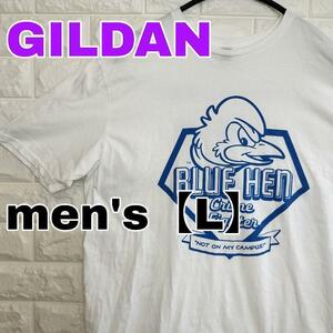 A913【GILDAN】半袖プリントTシャツ【メンズL】ホワイト