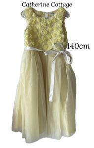  beautiful goods Katharine kote-ji dress rose flower yellow lame chu-ru formal presentation child dress 140 Catherine cottage