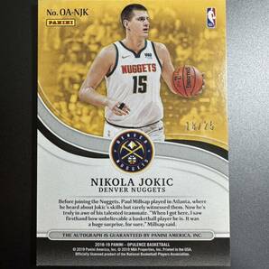 Panini 18-19 opulence Nikola Jokic 18/25 直筆サイン カ-ドNBA （ギズ写真4)の画像3