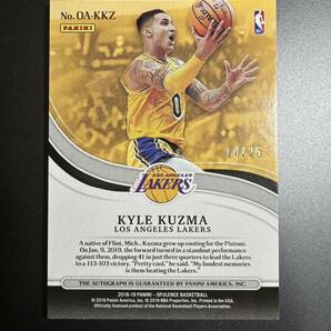 Panini 18-19 Opulence Kyle Kuzma 18/25 直筆サインカード NBA の画像3