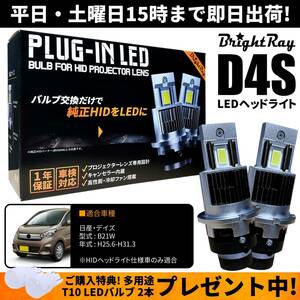 送料無料 1年保証 日産 デイズ B21W (H25.6-H31.3) 純正HID用 BrightRay D4S LED ヘッドライト 車検対応