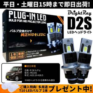 送料無料 1年保証 日産 モコドルチェ MG33S (H25.10-H28.5) 純正HID用 BrightRay D2S LED ヘッドライト 車検対応