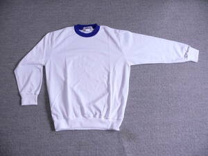 ノーブランド 体操服 長袖 Tシャツ ホワイト×ロイヤルブルー Lサイズ タグ無し 未使用です。
