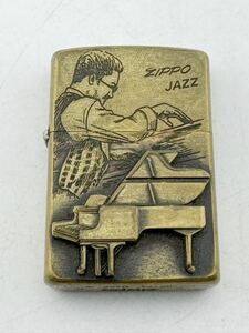 ZIPPO JAZZ オイルライター 喫煙具 ゴールド JAZZ ピアノ アンティーク 立体デザイン 立体デザイン 着火未確認【k2991-s347】