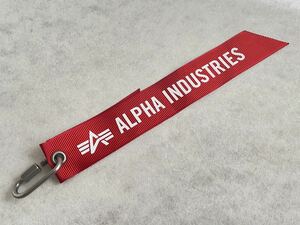 未使用 ALPHA INDUSTRIES 赤リボン　REMOVE BEFORE FLIHT アルファ　ミリタリー　フライト　ジャケット　キーホルダー　ストラップ　MA-1