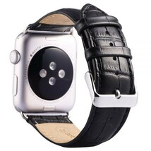 Apple Watch バンド 49ｍｍ 45ｍｍ 44mm 42mm 黒 バンド 本革 45ミリ 44ミリ 42ミリ ビジネス アップルウォッチ ベルト レザー製 ブラック_画像2