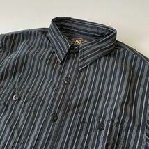 【希少/名作】RRL “Black Striped Work Shirt” S 黒 ブラック ストライプ ワーク シャツ Ralph Lauren ヴィンテージ_画像1