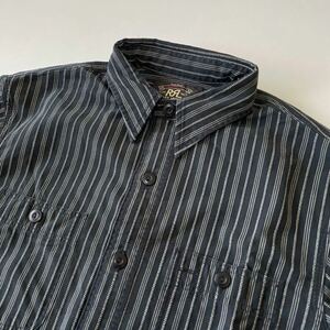 【希少/名作】RRL “Black Striped Work Shirt” S 黒 ブラック ストライプ ワーク シャツ Ralph Lauren ヴィンテージ