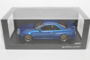 ★1円スタート★【イグニッションモデル　1/18】日産スカイラインGT-R　V-specⅡ（R34）ベイサイドブルー　ignition model　0162