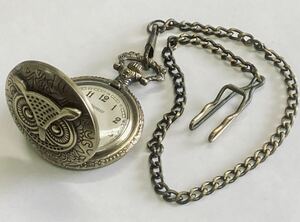 B owl pocket watch vitaroso quartz antique retro ... silver operation not yet verification Junk 