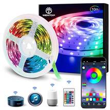 【850H】LEDテープライトスーツ 5050 RGB 10M 両面テープ DC12V電源 Android IOS Alexa google assistant IR リモコン 携帯電話対応 _画像1