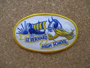 80s ST.BERNARD HIGH SCHOOLセントバーナード高校 ワッペン/ビンテージLos Angelesハイスクール海賊パッチ エンブレムPATCHバイキング D22