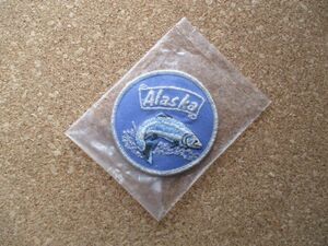 80s ALASKA アラスカ ワッペン/King salmon魚フィッシング釣りビンテージ旅行サーモン鮭サケVintageスーベニアPATCHキングサーモンUSA D20