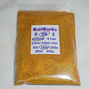 【WOLF WORKS】ゴールドレインボーラメフレーク 0.05mm 100g分★の画像2