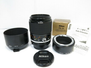 【 美品 】Nikon Ai-s Micro 105ｍｍ F2.8 PK-13 接写リング HS-14 フード付 ニコン レンズ [管NI2473]