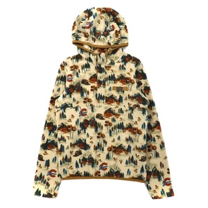 COLUMBIA ハーフスナップフリースパーカー M ベージュ ポリエステル 総柄 MOUNTAIN SIDE FLEECE HOODIE AY1314