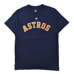 MAJESTIC ベースボールプリントTシャツ M ネイビー ナンバリング MLB HOUSTON ASTROS ニカラグア製