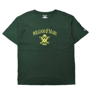 CHAMPION ビッグサイズ カレッジプリントTシャツ XL グリーン コットン WILLIAM & MARY ニカラグア製