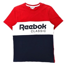 REEBOK ビッグロゴプリントTシャツ O レッド コットン ARCHIVE STRIPE TEE AK0405 ターキー製_画像2