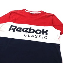 REEBOK ビッグロゴプリントTシャツ O レッド コットン ARCHIVE STRIPE TEE AK0405 ターキー製_画像5