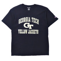 CHAMPION カレッジプリントTシャツ XL ネイビー コットン GEORGIA TECH ニカラグア製_画像2